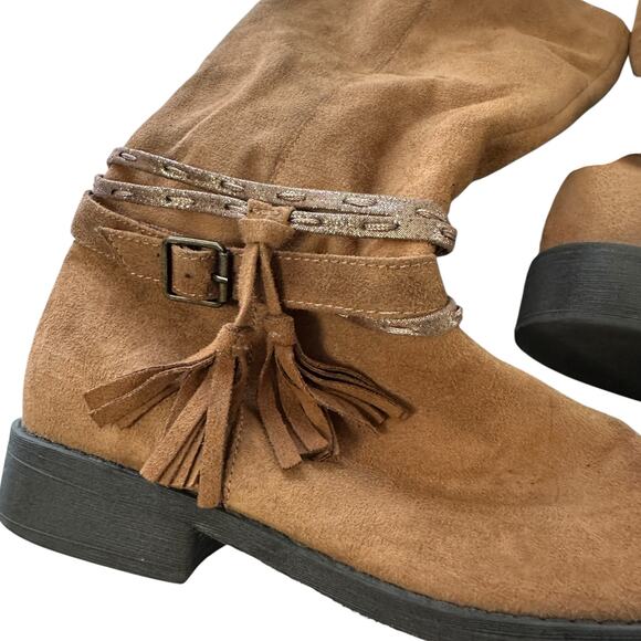 SO Jody Girl's Riding Boots Jody Chestnut US Girl's 5 Belt Detail Tall Western - Picture 3 of 5